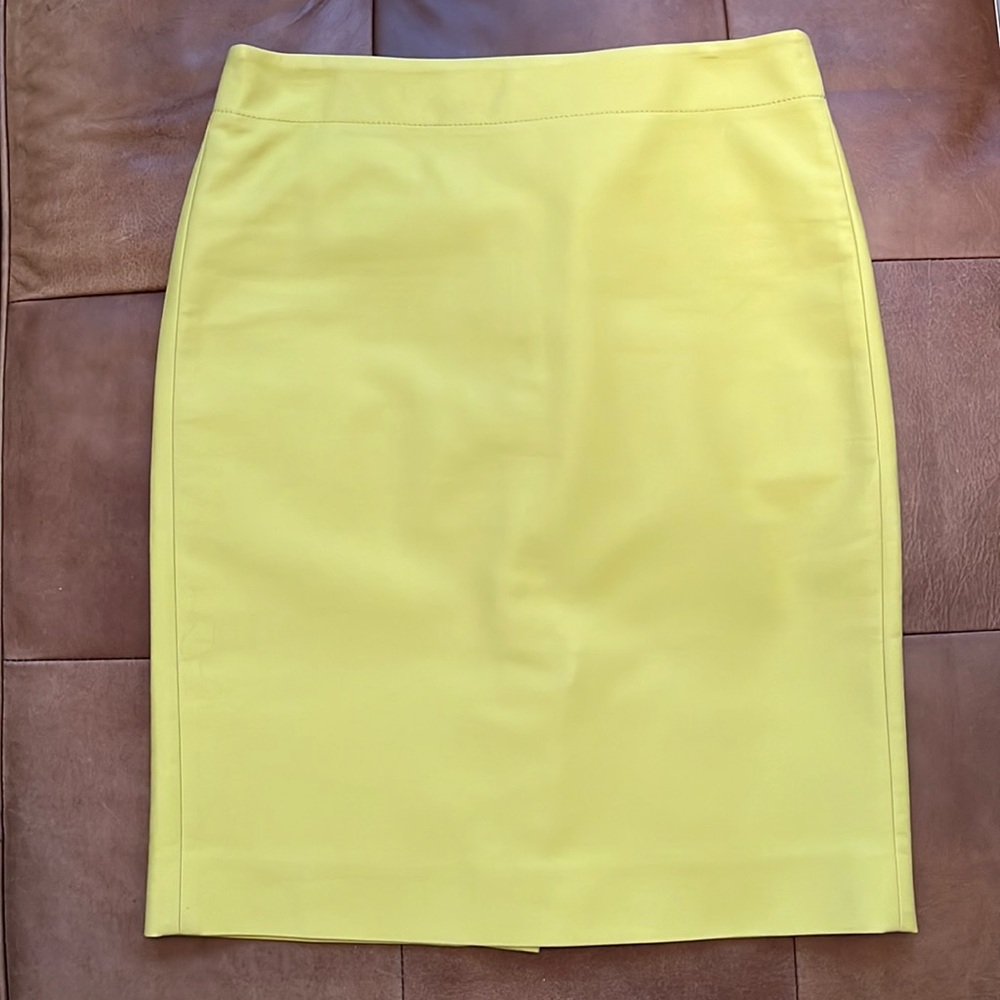 J Crew chartreuse cotton pencil skirt